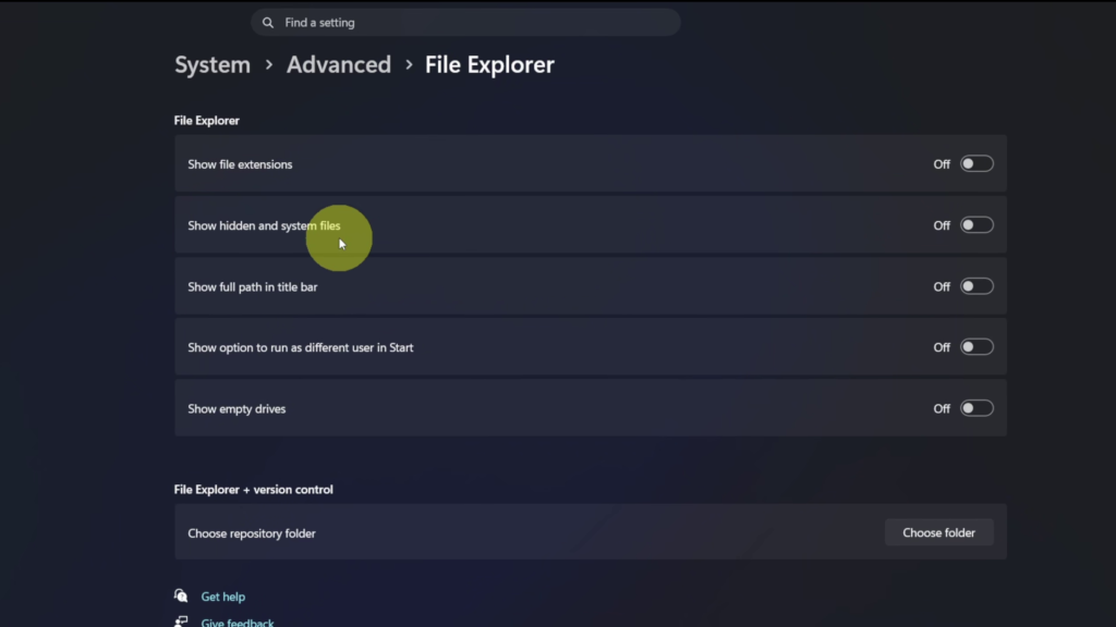 Windows 11 File Explorer settings showing the Show file extensions toggle