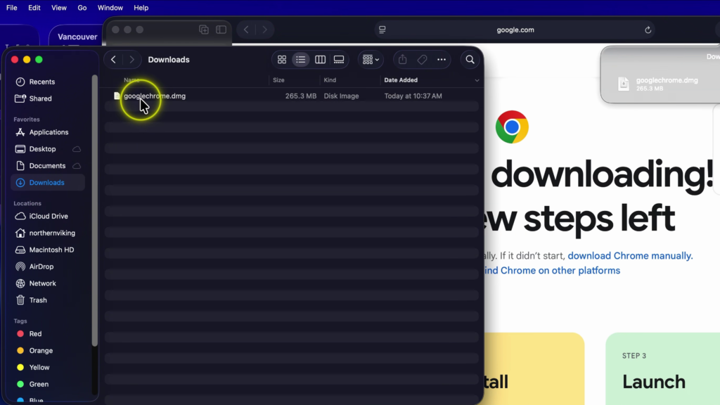 Google Chrome download page on Mac showing the Download Chrome button
